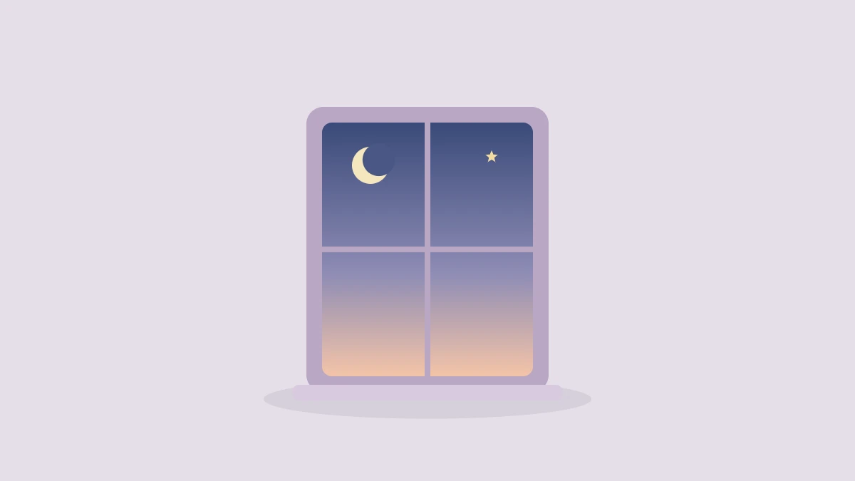 夜から朝へ明けていく窓